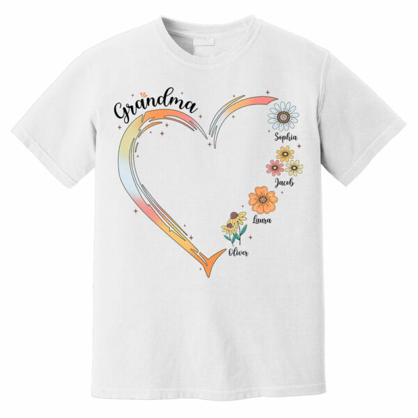 Grandma and Grandkids, Forever In Grandma's Heart - Family Personalized Custom Comfort Colors T-Shirt - Image 8