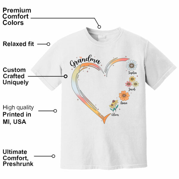 Grandma and Grandkids, Forever In Grandma's Heart - Family Personalized Custom Comfort Colors T-Shirt - Image 16