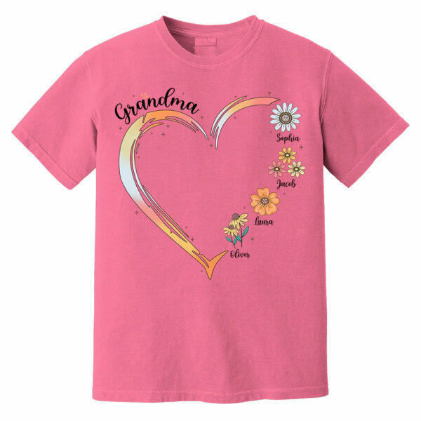Grandma and Grandkids, Forever In Grandma's Heart - Family Personalized Custom Comfort Colors T-Shirt - Image 12
