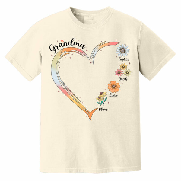 Grandma and Grandkids, Forever In Grandma's Heart - Family Personalized Custom Comfort Colors T-Shirt - Image 9