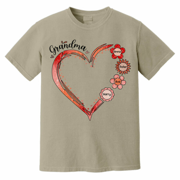 Grandma and Grandkids, Forever In Grandma's Heart - Family Personalized Custom Comfort Colors T-Shirt - Image 11