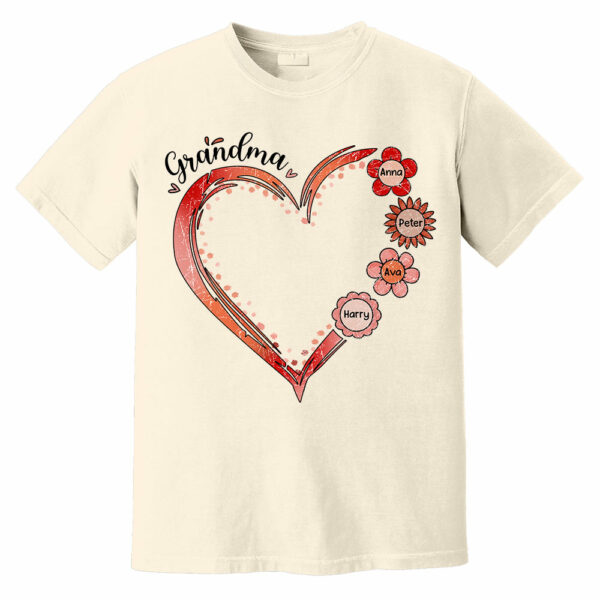 Grandma and Grandkids, Forever In Grandma's Heart - Family Personalized Custom Comfort Colors T-Shirt - Image 8