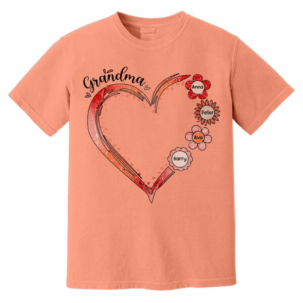Grandma and Grandkids, Forever In Grandma's Heart - Family Personalized Custom Comfort Colors T-Shirt - Image 12