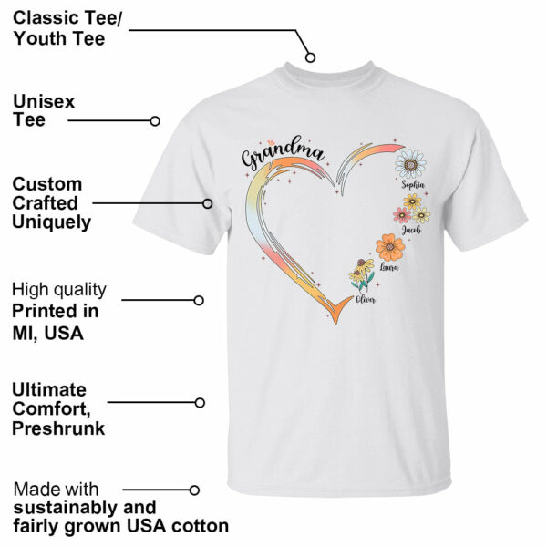 Grandma and Grandkids, Forever In Grandma's Heart - Family Personalized Custom Comfort Colors T-Shirt - Image 15