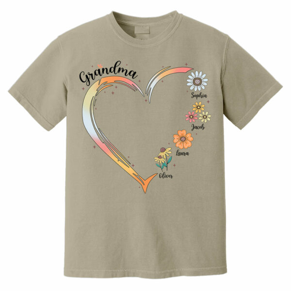 Grandma and Grandkids, Forever In Grandma's Heart - Family Personalized Custom Comfort Colors T-Shirt - Image 10