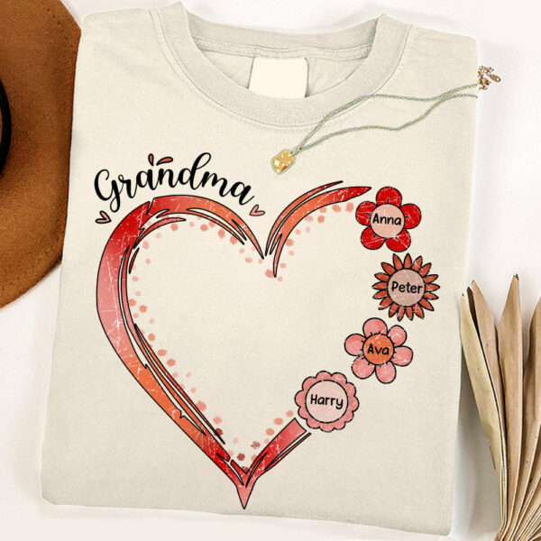 Grandma and Grandkids, Forever In Grandma's Heart - Family Personalized Custom Comfort Colors T-Shirt