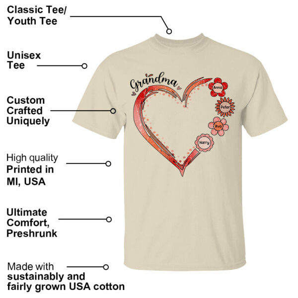 Grandma and Grandkids, Forever In Grandma's Heart - Family Personalized Custom Comfort Colors T-Shirt - Image 16