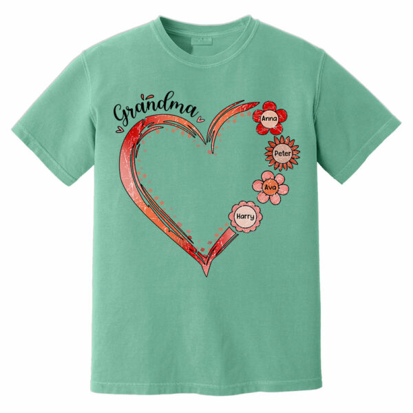 Grandma and Grandkids, Forever In Grandma's Heart - Family Personalized Custom Comfort Colors T-Shirt - Image 9