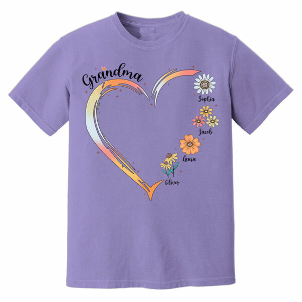Grandma and Grandkids, Forever In Grandma's Heart - Family Personalized Custom Comfort Colors T-Shirt - Image 14