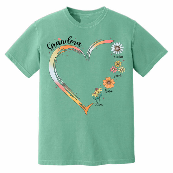 Grandma and Grandkids, Forever In Grandma's Heart - Family Personalized Custom Comfort Colors T-Shirt - Image 13