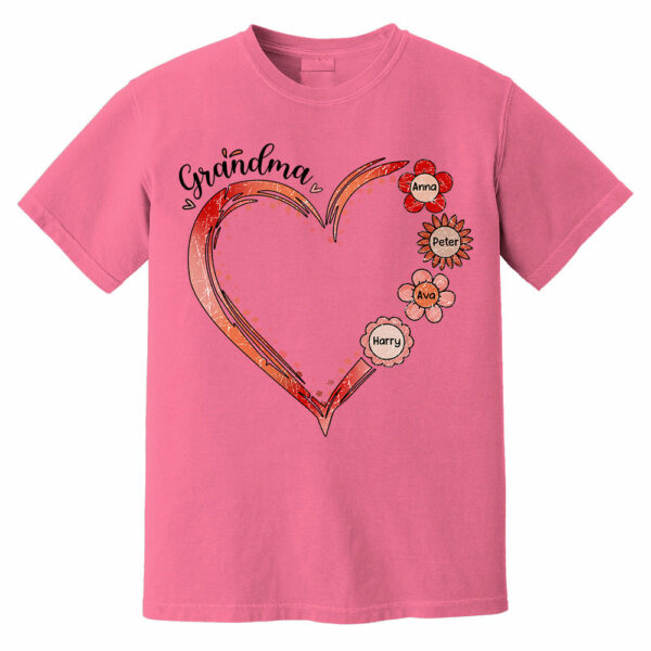 Grandma and Grandkids, Forever In Grandma's Heart - Family Personalized Custom Comfort Colors T-Shirt - Image 13