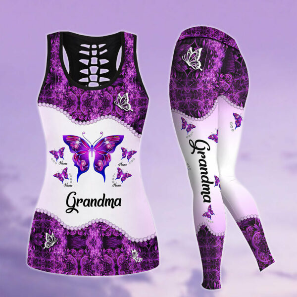 Grandma Butterflies Custom All Over Print Shirt Legging For Grandma Nana - Image 2