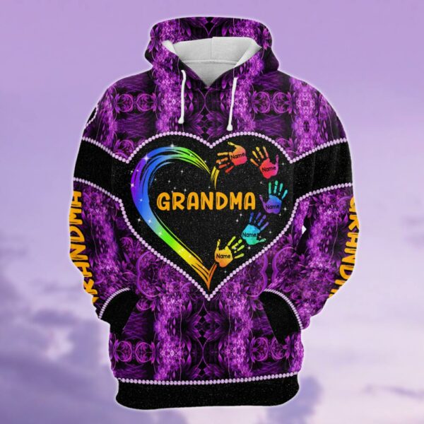 Grandma Heart And Grandkids Hands Personalized All Over Print Shirt, 3D Hoodie, Tank Top And Legging Set For Grandma - Image 4