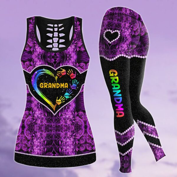 Grandma Heart And Grandkids Hands Personalized All Over Print Shirt, 3D Hoodie, Tank Top And Legging Set For Grandma - Image 2