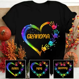 Grandma Heart And Grandkids Hands Personalized Shirts, Nickname And Names Can Be Changed