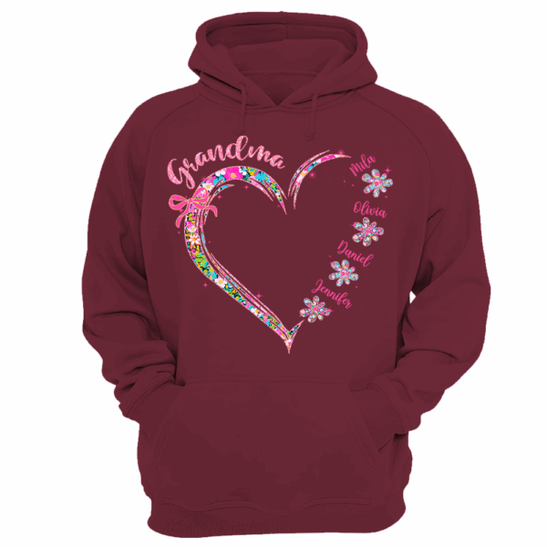 Grandma Heart Glitter Shirt - Custom Flower Shirt For Nana Mimi Gigi - Personalized Kid Names NA04 - Image 12