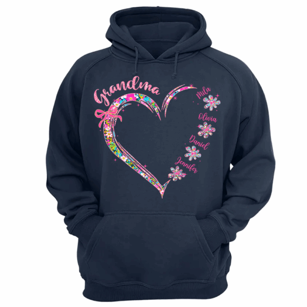 Grandma Heart Glitter Shirt - Custom Flower Shirt For Nana Mimi Gigi - Personalized Kid Names NA04 - Image 13