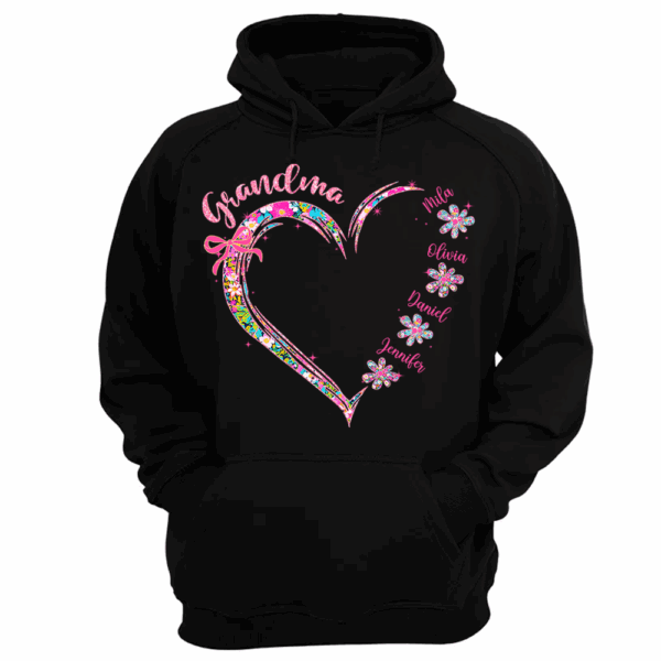 Grandma Heart Glitter Shirt - Custom Flower Shirt For Nana Mimi Gigi - Personalized Kid Names NA04 - Image 11