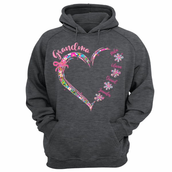 Grandma Heart Glitter Shirt - Custom Flower Shirt For Nana Mimi Gigi - Personalized Kid Names NA04 - Image 11
