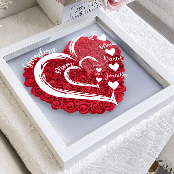 Grandma Hearts Mommy Hearts - Personalized Flower Shadow Box - Image 5