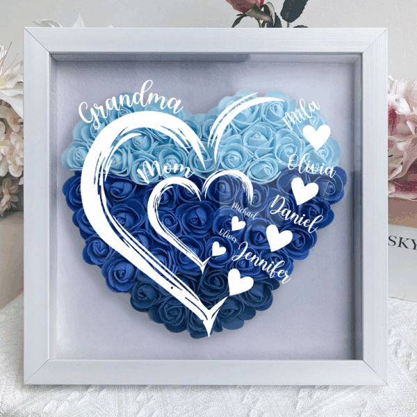 Grandma Hearts Mommy Hearts - Personalized Flower Shadow Box - Image 2