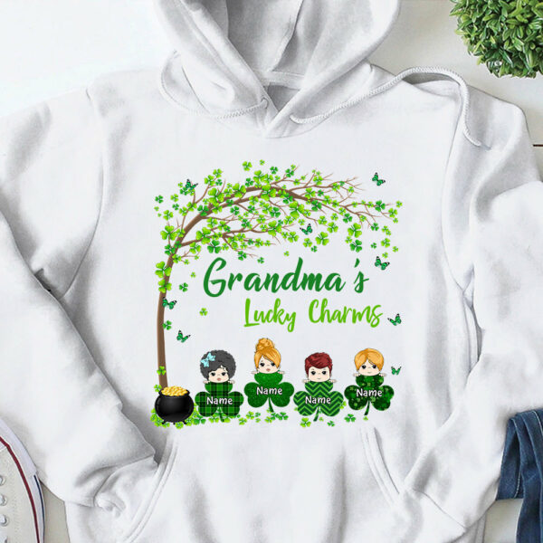 Grandma Mom Lucky Charm Peeking Kids Personalized Shirt - Image 8