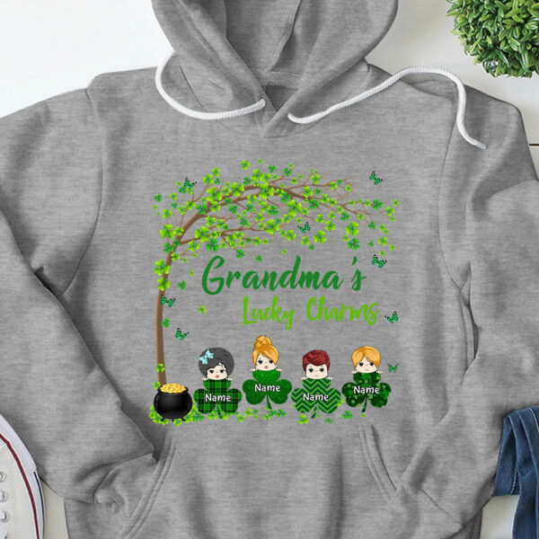 Grandma Mom Lucky Charm Peeking Kids Personalized Shirt - Image 9