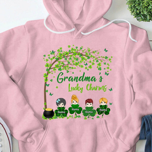 Grandma Mom Lucky Charm Peeking Kids Personalized Shirt - Image 10