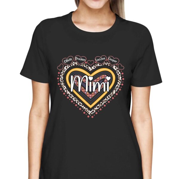 Grandma Nana Rainbow Leopard Heart Personalized Shirts For Grandma - Image 3