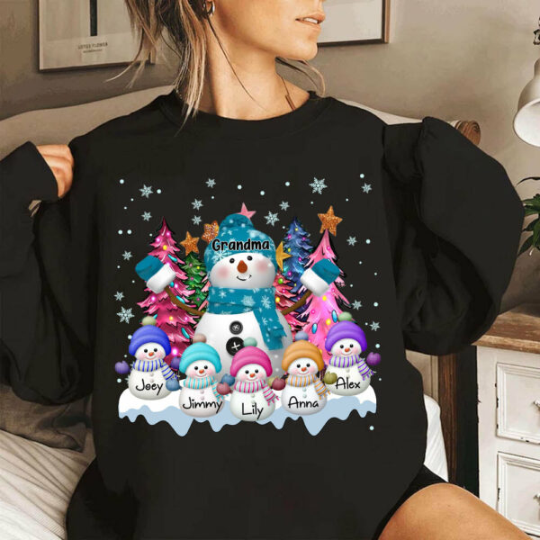Grandma Snowman & Kid Christmas Tree Personalized Shirt - Image 4