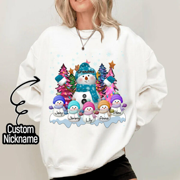 Grandma Snowman & Kid Christmas Tree Personalized Shirt - Image 12