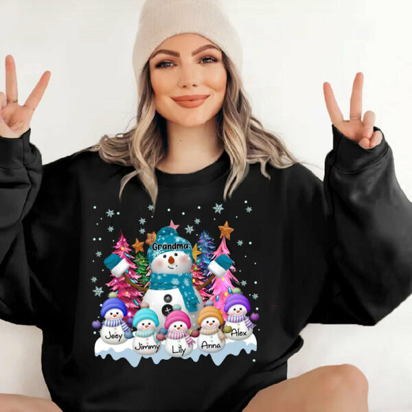 Grandma Snowman & Kid Christmas Tree Personalized Shirt - Image 8