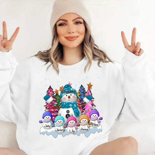 Grandma Snowman & Kid Christmas Tree Personalized Shirt - Image 7
