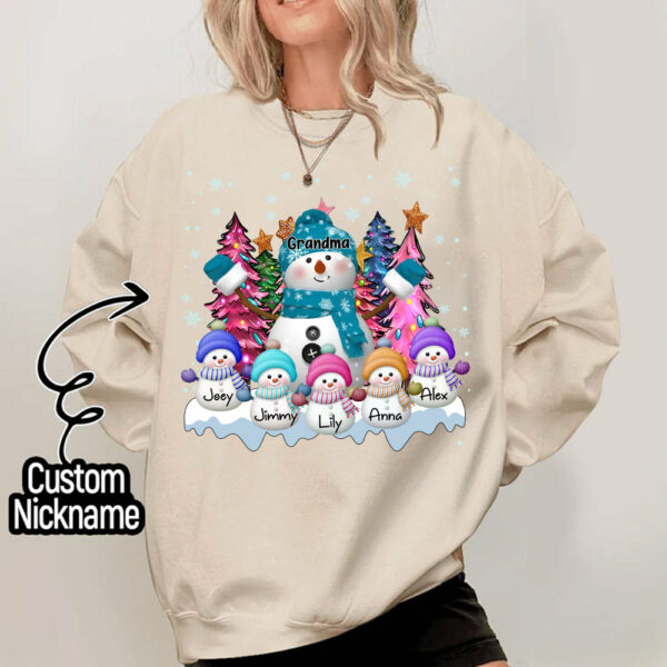 Grandma Snowman & Kid Christmas Tree Personalized Shirt - Image 13