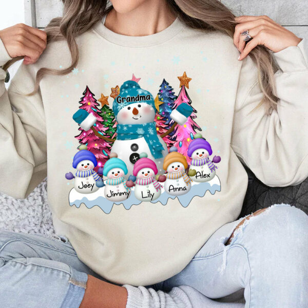 Grandma Snowman & Kid Christmas Tree Personalized Shirt - Image 6
