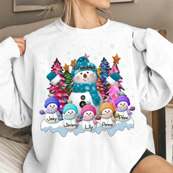 Grandma Snowman & Kid Christmas Tree Personalized Shirt - Image 14