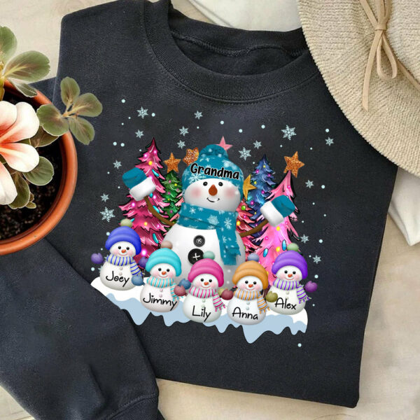 Grandma Snowman & Kid Christmas Tree Personalized Shirt - Image 10