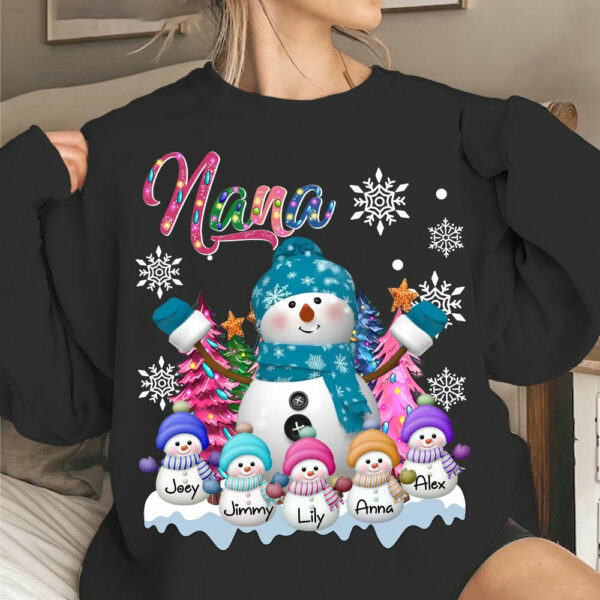 Grandma Snowman & Kid Christmas Tree Personalized Shirt Vr2