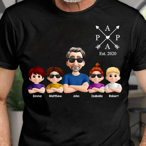 Grandpa And Grandkids Heart Arrow Est. Year Gift For Grandpa - Personalized Shirt Father's Day Gift 2025 Do98