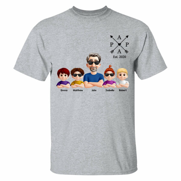 Grandpa And Grandkids Heart Arrow Est. Year Gift For Grandpa - Personalized Shirt Father's Day Gift 2025 Do98 - Image 7