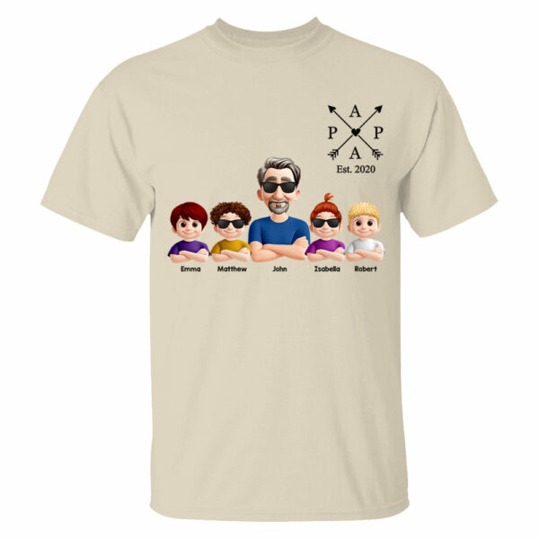 Grandpa And Grandkids Heart Arrow Est. Year Gift For Grandpa - Personalized Shirt Father's Day Gift 2025 Do98 - Image 6