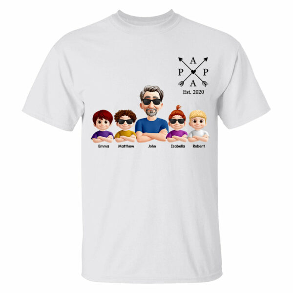 Grandpa And Grandkids Heart Arrow Est. Year Gift For Grandpa - Personalized Shirt Father's Day Gift 2025 Do98 - Image 5