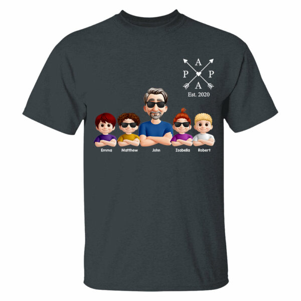 Grandpa And Grandkids Heart Arrow Est. Year Gift For Grandpa - Personalized Shirt Father's Day Gift 2025 Do98 - Image 3