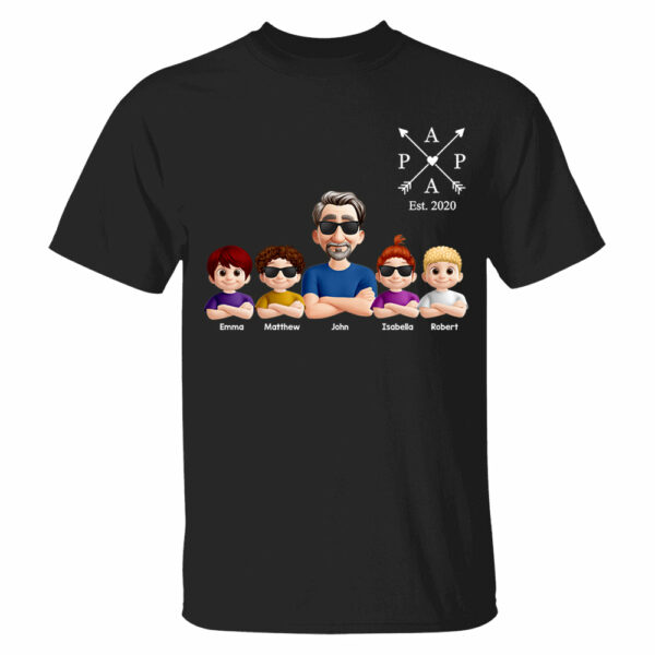 Grandpa And Grandkids Heart Arrow Est. Year Gift For Grandpa - Personalized Shirt Father's Day Gift 2025 Do98 - Image 2