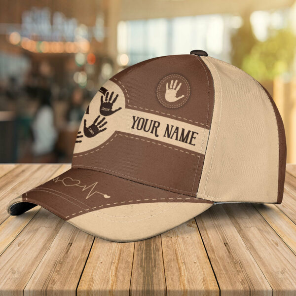 Grandpa Dad Kids Handprints - Personalized Classic Cap - Image 5