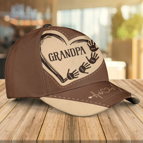 Grandpa Dad Kids Handprints - Personalized Classic Cap - Image 6