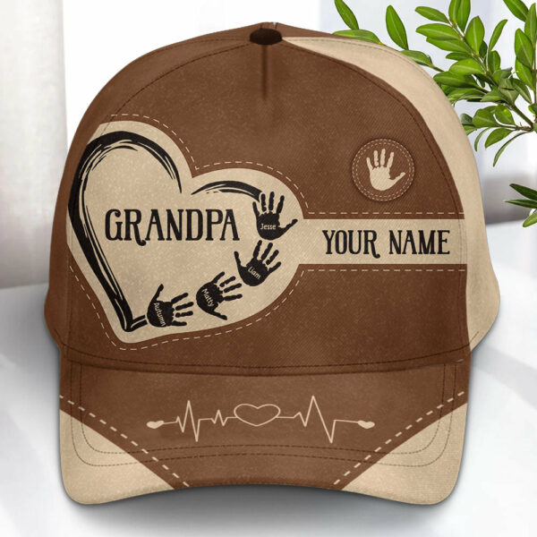 Grandpa Dad Kids Handprints - Personalized Classic Cap - Image 3