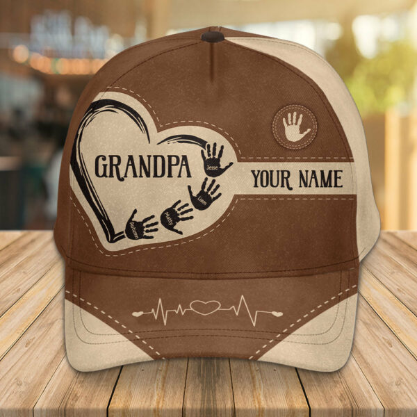 Grandpa Dad Kids Handprints - Personalized Classic Cap - Image 2