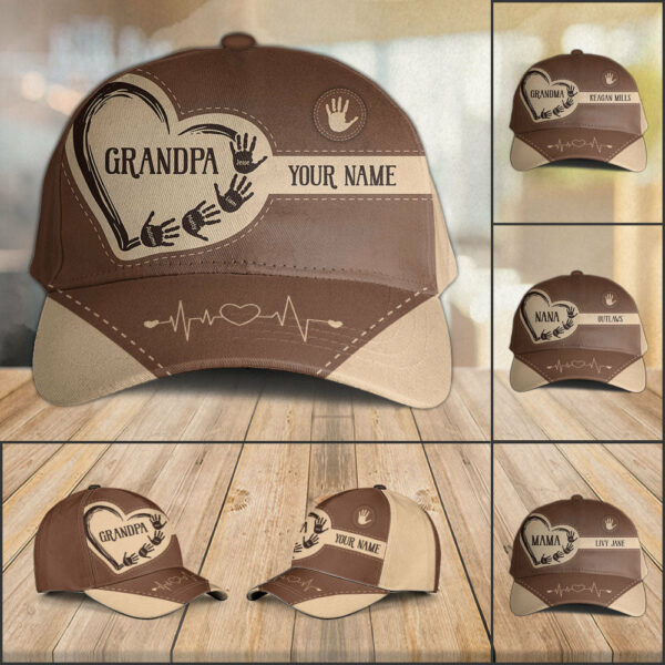 Grandpa Dad Kids Handprints - Personalized Classic Cap