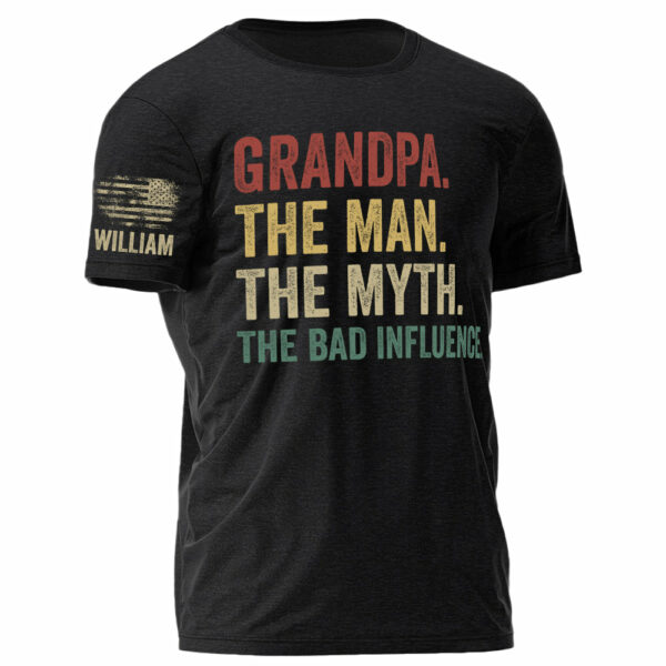 Grandpa The Man The Myth The Bad Influence Personalized Shirt For Grandpa Custom Nickname and Kid's Name H2511 - Image 7